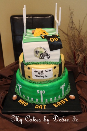 Saints Theme Baby Shower Cake
