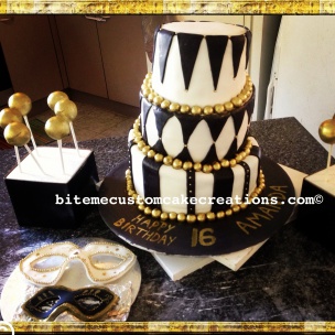 Topsy Turvy Masquerade Cake
