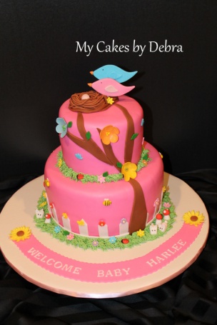 Nesting Birds Theme Baby Shower Cake