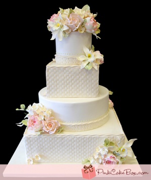 Basketweave Flower Wedding Cake