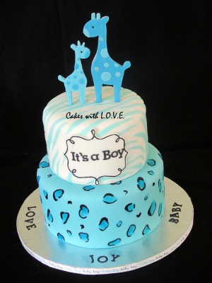 Blue Giraffe Safari cake
